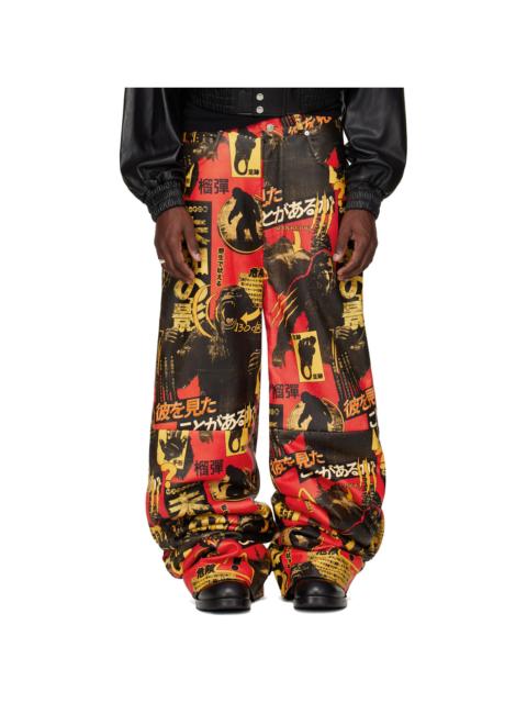 SSENSE Exclusive Black & Red Stacked Leather Snow Pants