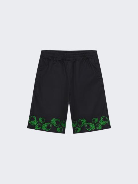 Heart Embroidered Shorts Black