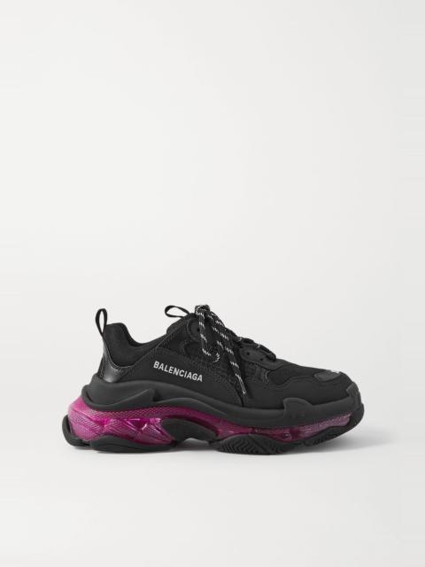 Triple S Clear Sole logo-embroidered leather, nubuck and mesh sneakers