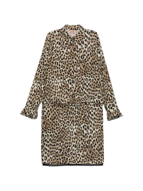 ruffled leopard-print dress