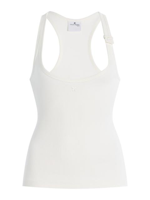 Buckled 90's Ribbed Cotton Tank Top white