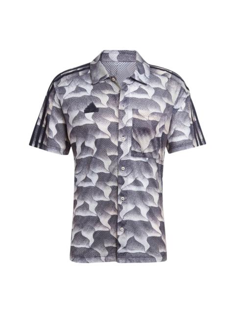 adidas Tiro Allover Print Mesh Resort Shirt Asia Sizing 'Black Grey' IS1532