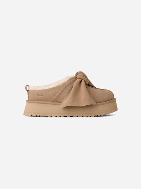 ® Women's Platform Slip-on Bow Sheepskin Slippers in Sand