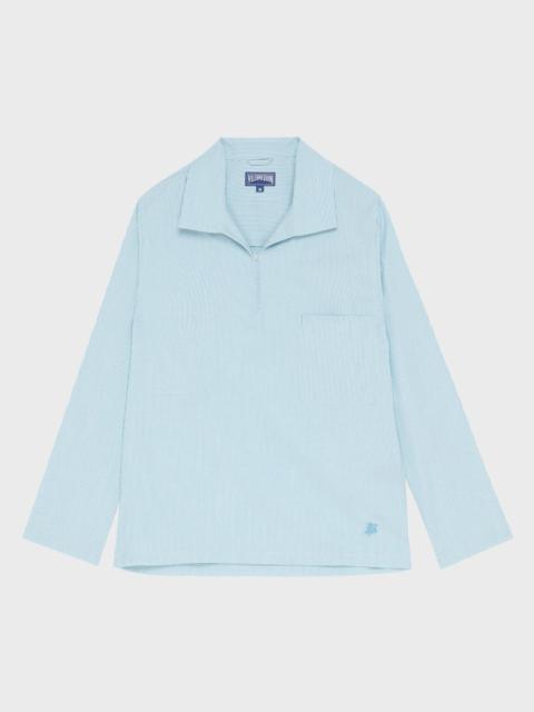 Men Wool Peajacket Shirt Micro Rayures Tailoring