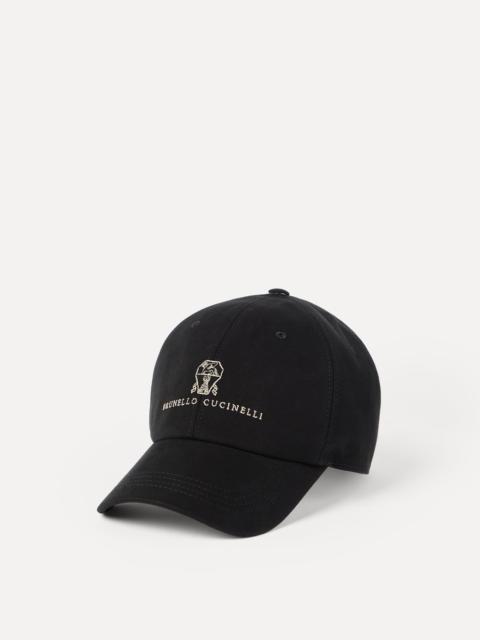 Garment-dyed twisted cotton gabardine baseball cap with embroidered logo