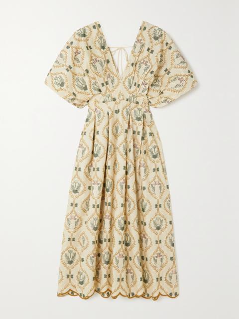 + Net Sustain Federica Embroidered Organic Cotton-poplin Midi Dress