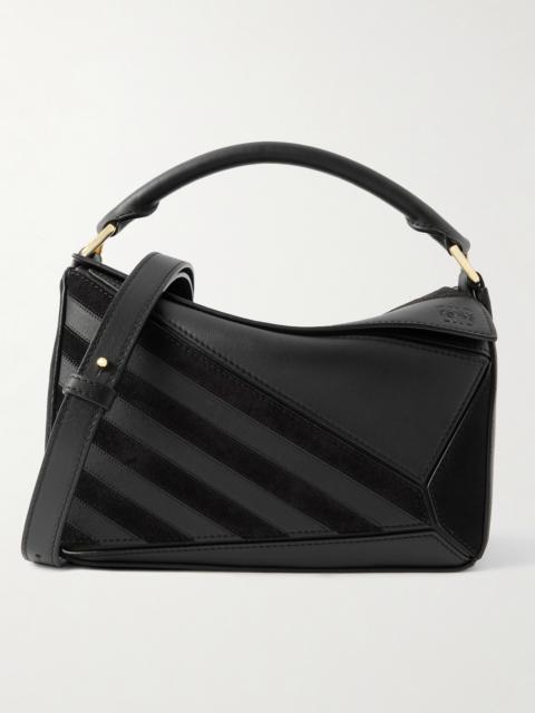 Puzzle Small Suede-trimmed Leather Shoulder Bag