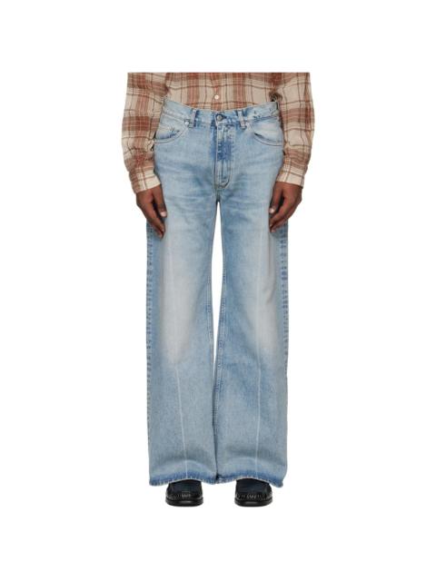 Blue Low-Waist Wide-Leg Jeans