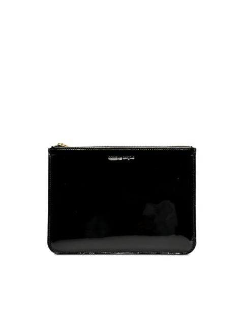 patent-finish zip wallet