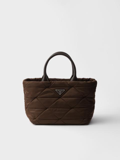 Medium padded Re-Nylon and leather tote bag
