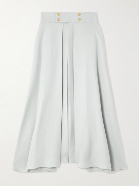 Petra Pleated Linen-twill Midi Skirt