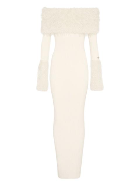 ribbed faux-fur trimmed dress