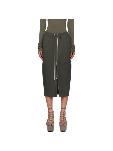Khaki Concordians Zipped Short Pillar Midi Skirt