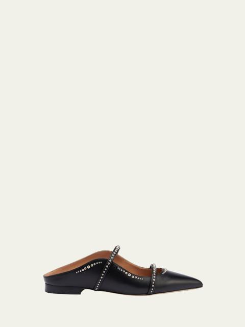 Maureen Studded Leather Double-Strap Flat Mules