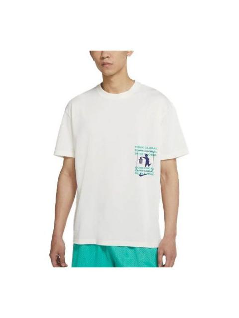 Nike Printing Basketball Sports Round Neck Short Sleeve White DJ1577-901