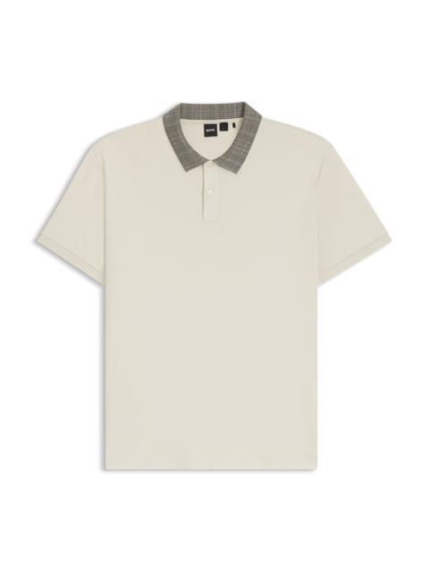 PIMA-COTTON POLO SHIRT WITH PATTERNED COLLAR