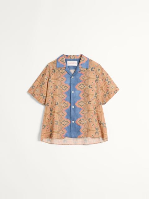 LINEN BOWLING SHIRT WITH VOYAGE IMAGINAIRE PRINT