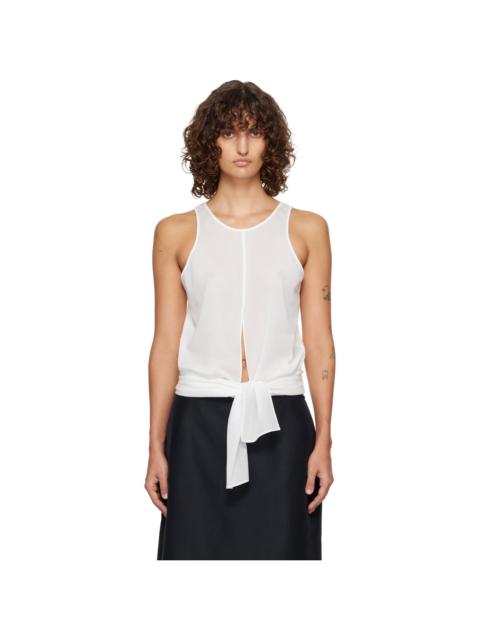 White Self-Tie Sleeveless Tank Top