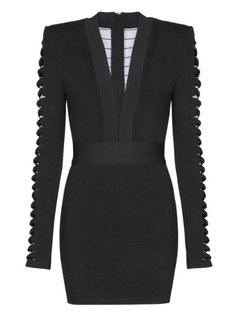 v-neck cut-out sleeve mini dress