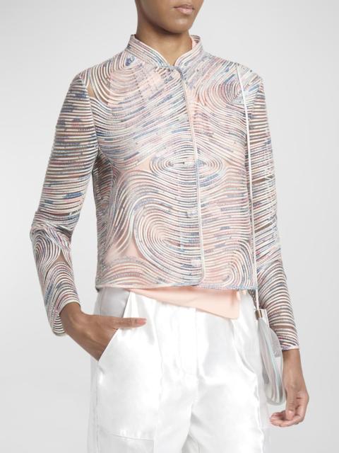 Soutache Leather Short Jacket