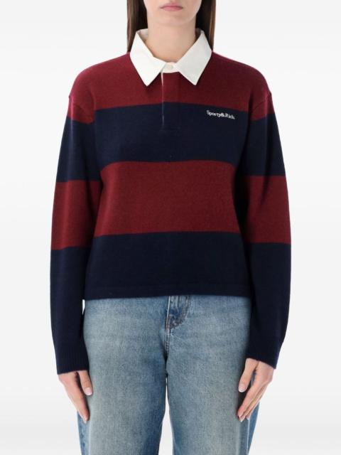 logo-embroidered striped-pattern polo top