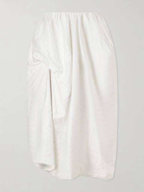 Draped Metallic Cotton-blend Midi Skirt