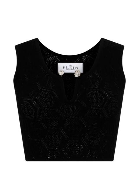 jewel-detail monogram tank top