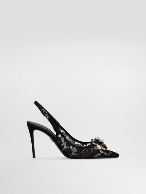 Rainbow lace slingbacks in lurex lace