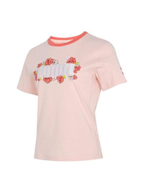 (WMNS) PUMA Logo Printing Round-neck Pink 532042-27