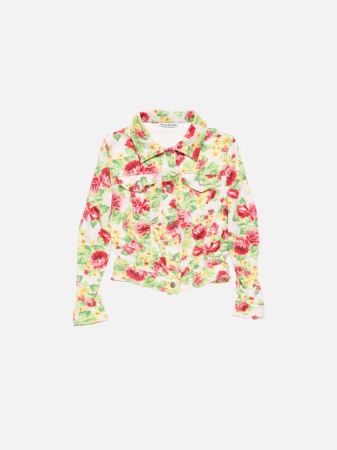 Printed stretch denim jacket - Pink/multi