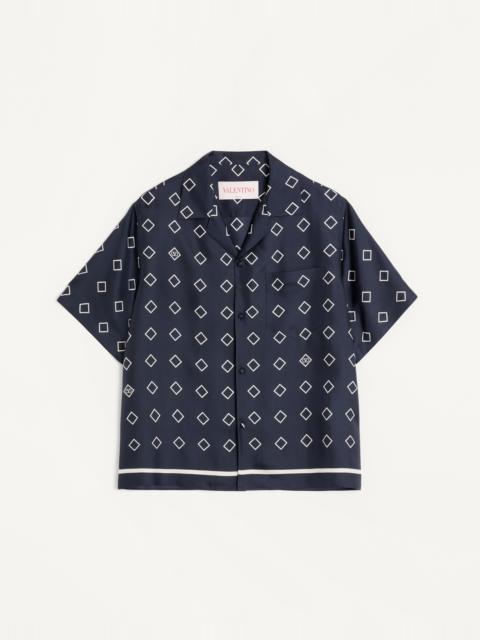 SILK TWILL BOWLING SHIRT WITH OPTICOOL PRINT