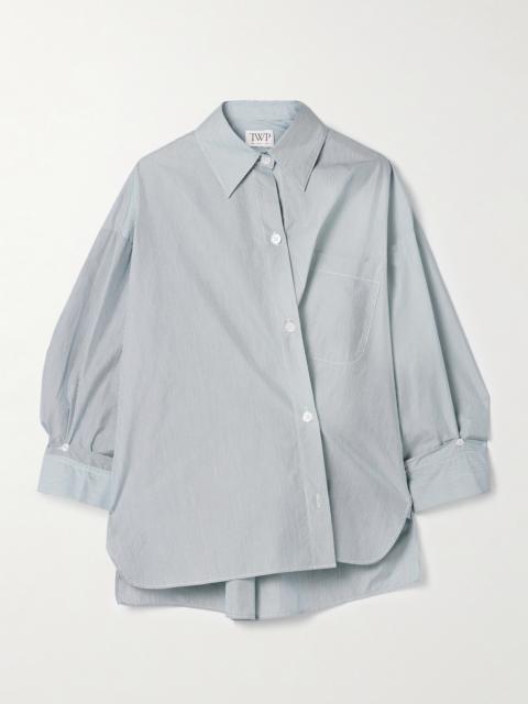 New Earl Asymmetric Striped Cotton-poplin Shirt