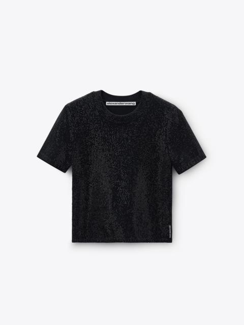 Black Wool-Blend Hotfix Logo Tee
