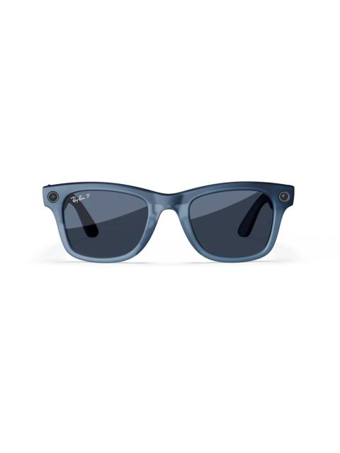 Ray-Ban Meta Wayfarer (Gen 1), Matte Jeans Transparent / Dusty Blue Polarized, Standard