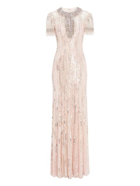 Nova sequin-embellished keyhole-neck maxi dress