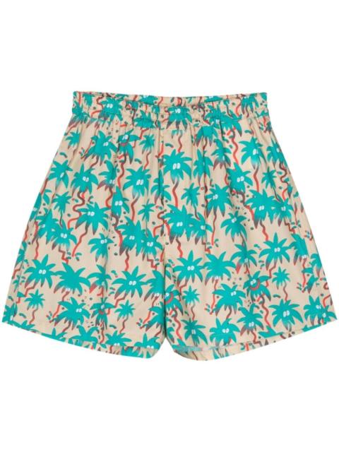 graphic-print cotton shorts