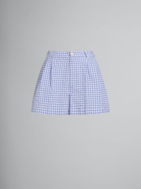 LIGHT BLUE AND WHITE CHECKED SEERSUCKER SHORTS