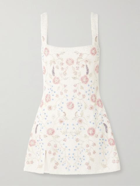 Meadow Embellished Beaded Stretch-tulle Mini Dress