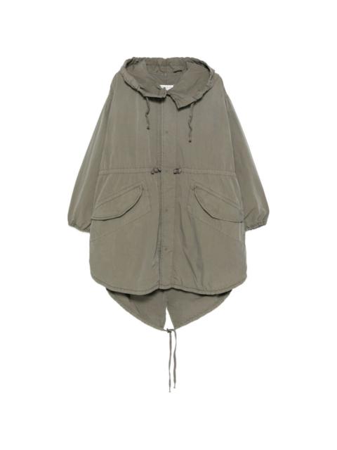 hooded pocketed coat