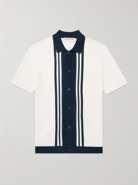 Tiernan Striped Mercerised Organic Cotton Piqué Shirt White