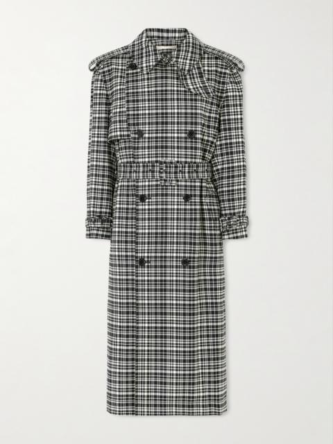 Edna Houndstooth Wool And Cotton-blend Trench Coat