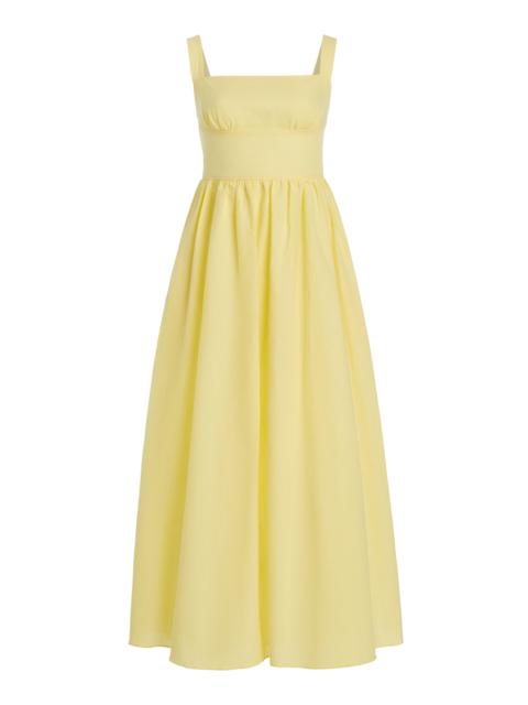 Exclusive Crossback Linen-Cotton Maxi Dress yellow