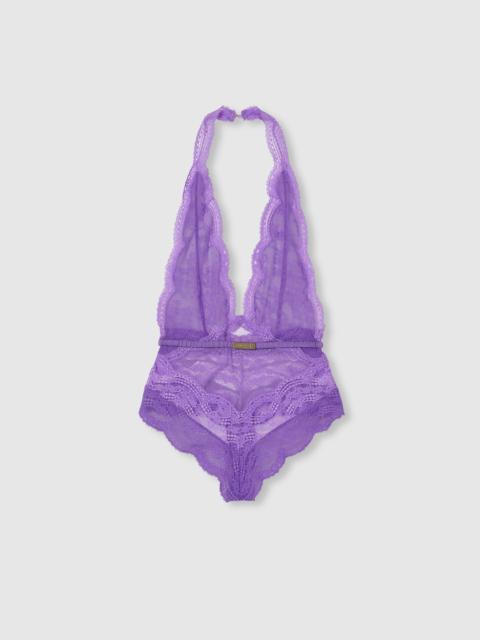 Floral lace tulle bodysuit