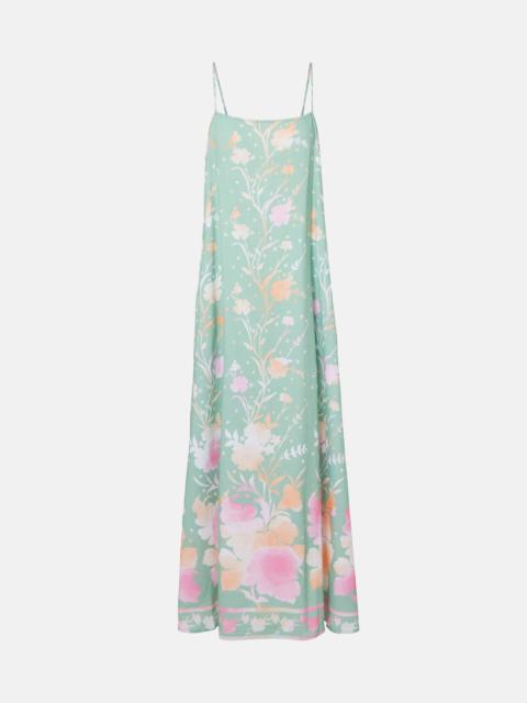 Floral cotton and linen maxi dress