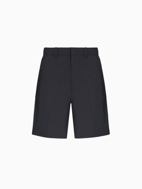 NYLON SEERSUCKER ELASTICATED-BACK BERMUDA SHORTS