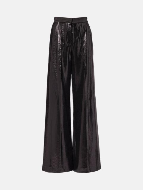 Sequined satin wide-leg pants