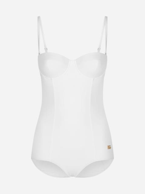 Full swimsuit with balcony neckline