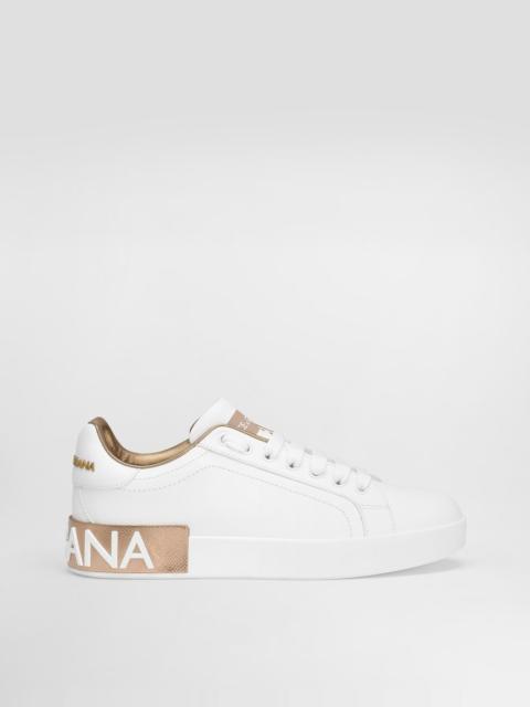 Calfskin nappa Portofino sneakers with lamé details