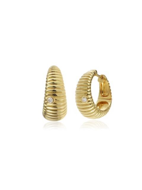 9K Gold Diamond Hoop Earrings gold