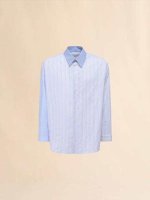 LIGHT BLUE ORGANIC POPLIN SHIRT WITH MIXED STRIPES